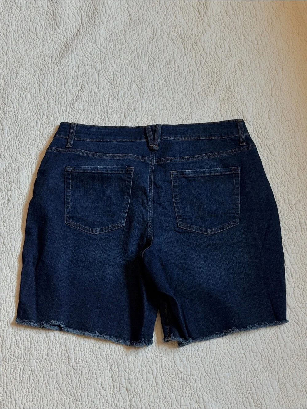 Maurices M Jeans Curvy High Rise Bermuda Shorts 16W Dark Wash Raw Hem Stretch